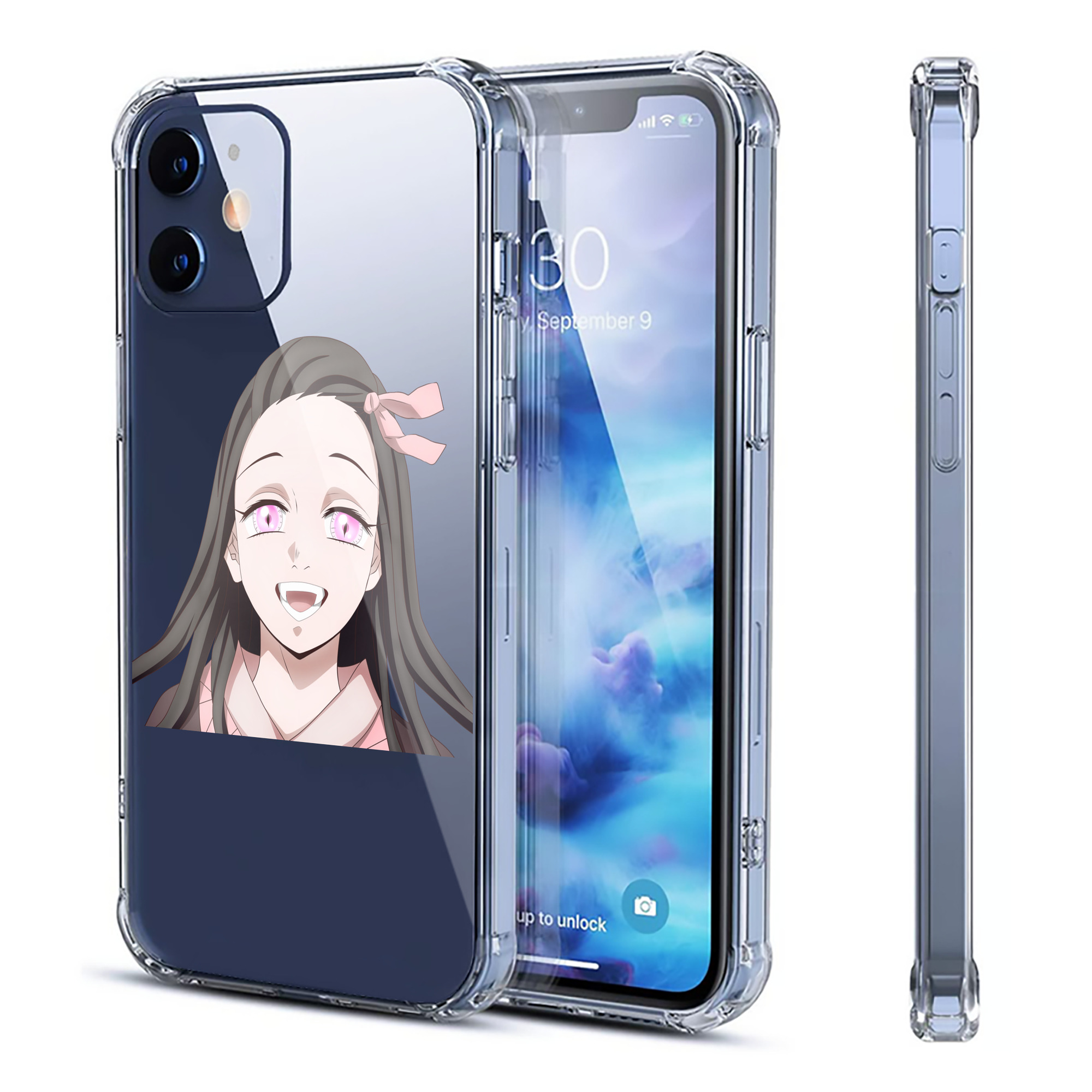 （画像用） 鬼滅の刃（きめつのやいば）竈門 禰󠄀豆子／かまど ねずこ Kamado Nezuko 【iPhone 12シリーズ対応】透明スマホケース（クリアソフトケース）